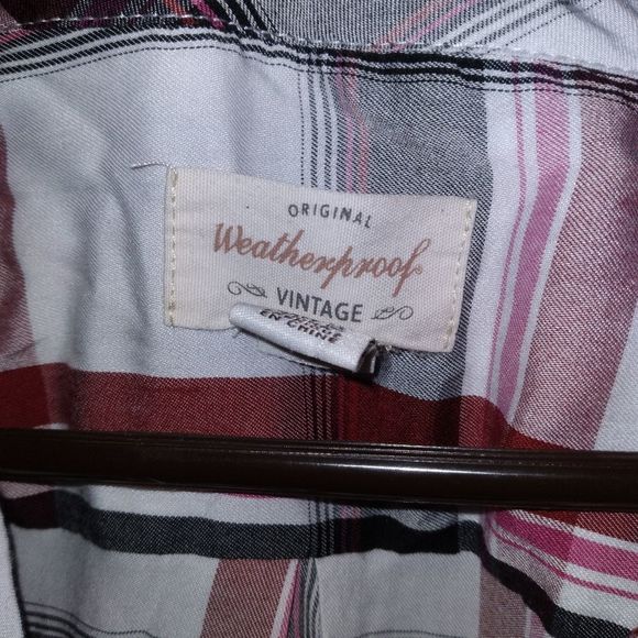 🌷2/18$🌷Original Weatherproof Vintage Pink & White Plaid Shirt - Picture 2 of 3
